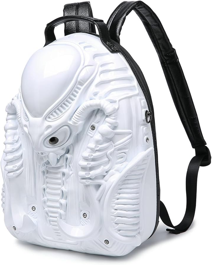 Predalien Women Xenomorph Halloween Novelty Travel Backpack Metallic Silver - Image 4